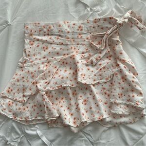 Floral Ruffle Skirt with Tie Waist